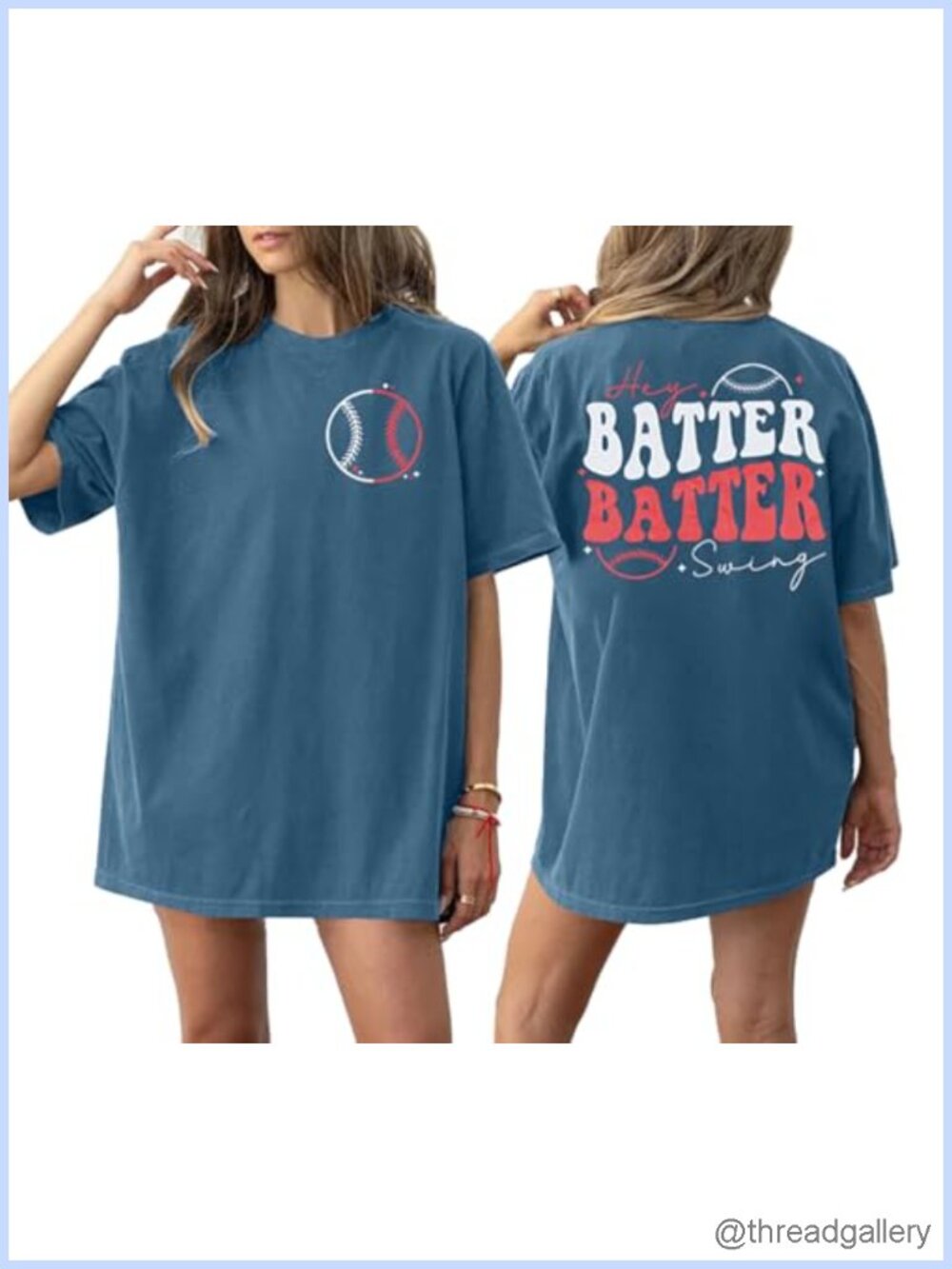 Baseball Shirts Women Oversized Baseball Mom Hey Batter Batter Swing Graphic Tee